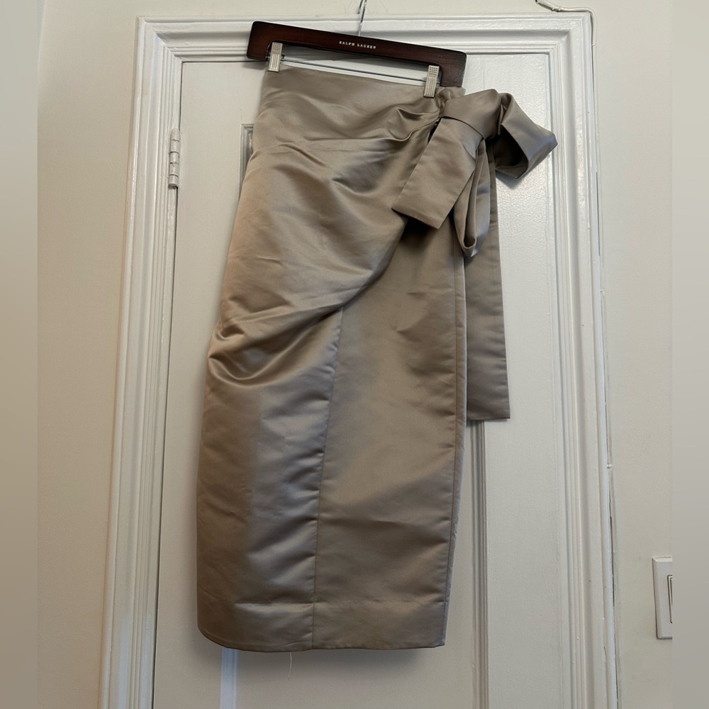 Elegant Duchess Satin Wrap Skirt with Bow